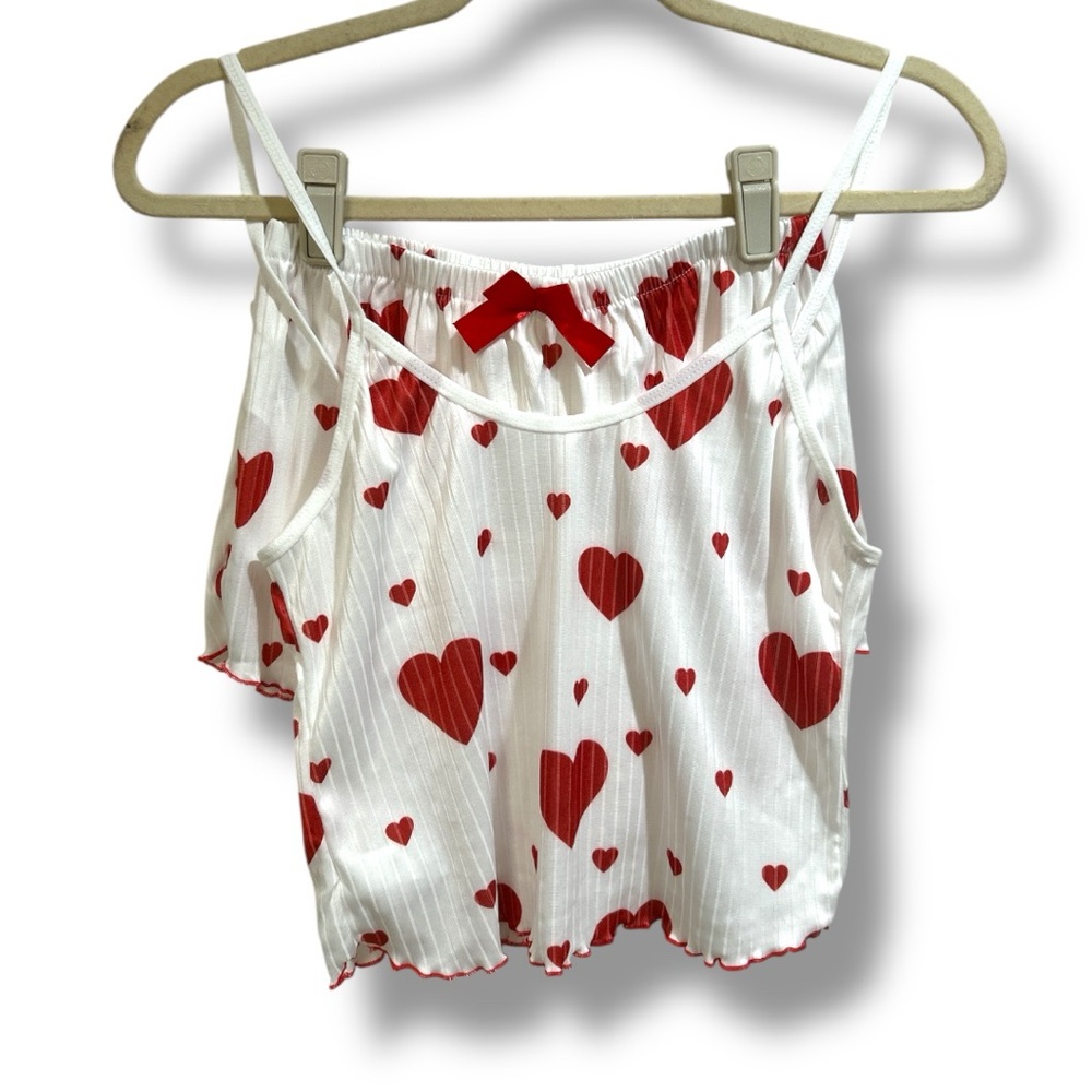 Women’s Sweetheart Crop  Casual Pajama Short Set Size Small - Picture 9 of 16